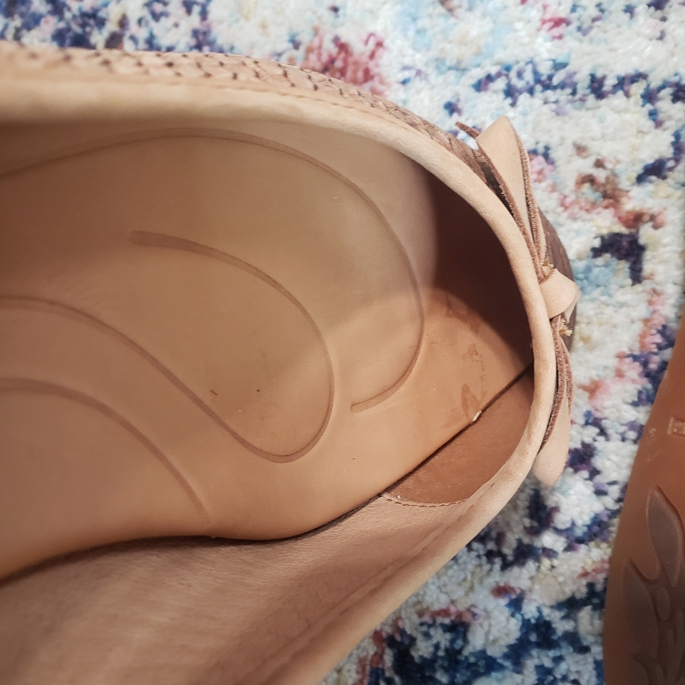 Born Tan Textured Pointed-Toe Ballet Flats with Knot Bow - Picture 7 of 9
